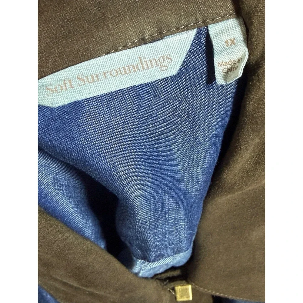 Soft Surroundings 1X Urbina Chambray‎ Midi Dress Turn-Lock Accents Faux Suede